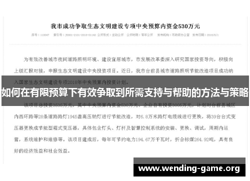 如何在有限预算下有效争取到所需支持与帮助的方法与策略